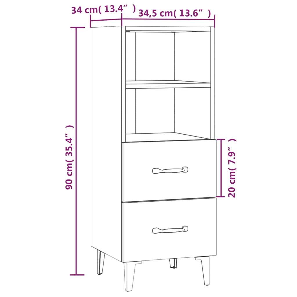 Sideboard Grau Sonoma 34,5x34x90 cm Holzwerkstoff